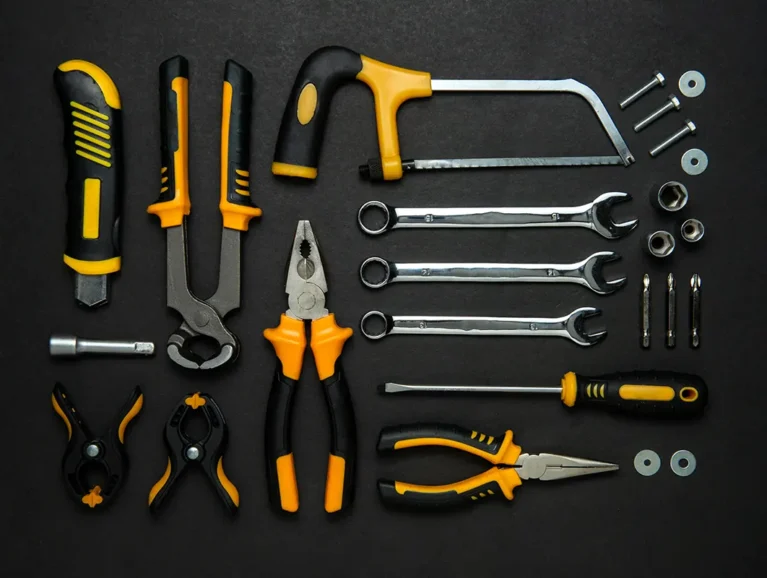 top-view-mechanical-tools-arrangement
